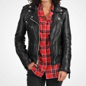 Women's Classic Black Leather Motorcycle Jacket