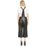 Women's Black Leather Overall Jumpsuit - Sleek and Versatile - Image 2