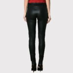 Women's Black Leather Skinny Pants - Image 2