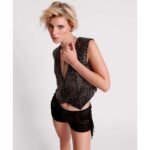Women's Black Low-Waist Fringed Suede Leather Shorts - Image 3