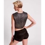 Women's Black Low-Waist Fringed Suede Leather Shorts - Image 5