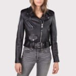 Women's Black Motorcycle Jacket - Image 3