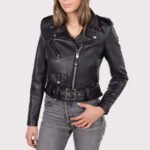 Women's Black Motorcycle Jacket - Image 4