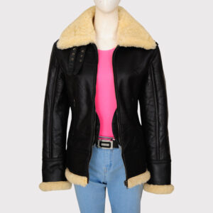 Women's Black Shearling B3 Bomber Jacket