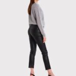 Women's Black Skinny Leather Jeans Pants - Image 2