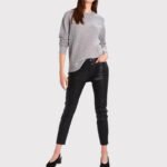 Women's Black Skinny Leather Jeans Pants - Image 3