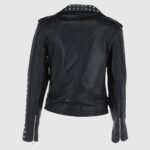 Rock the Edge: Black Studded Leather Biker Jacket for Women - Image 2