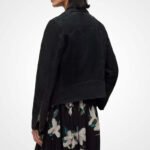 Women's Black Suede Leather Biker Jacket Custom Made - Image 2