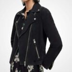 Women's Black Suede Leather Biker Jacket Custom Made - Image 3