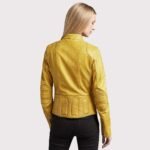 Bright Yellow Women's Leather Jacket - Image 3