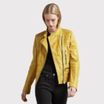 Bright Yellow Women's Leather Jacket - Image 2