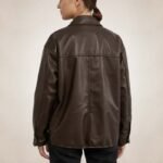 Women's Brown Casual Leather Jacket - Image 2