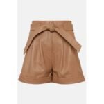 Women's Brown High-Waist Belted Leather Shorts - Image 3