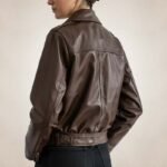 Women's Brown Leather Moto Biker Jacket Stylish Outerwear - Image 2