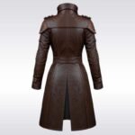 Women’s Brown Studded Faux Leather Trench Coat - Image 2