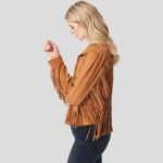 Women's Brown Suede Fringe Jacket - Image 3