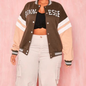 Women's Brown Varsity Leather Bomber Jacket