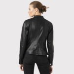 Women's Casual Black Leather Biker Jacket - Image 2