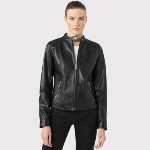 Women's Casual Black Leather Biker Jacket