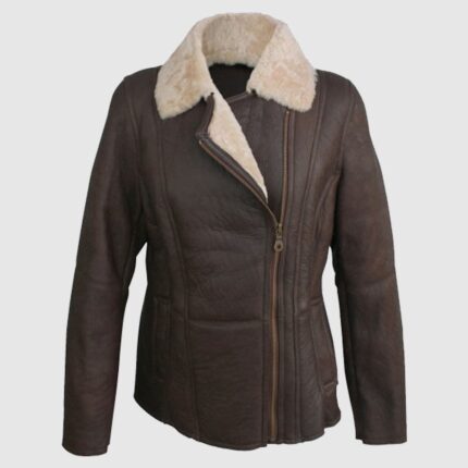 Women's Celene Aviator Sheepskin Leather Coat