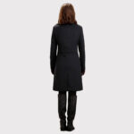 Women's Charcoal Wool Coat with Double Collar Style - Image 2