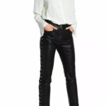 Women's Designer Black Lambskin Leather Pants