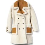 Double Breasted White Shearling Coat for Women - Image 3