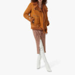 Women's Ginger Sheepskin Shearling Leather Jacket - Image 3