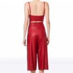 Women’s Glamorous Red Sheepskin Leather Jumpsuit - Image 2