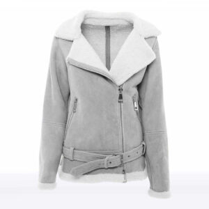 Women?s Gray Sheepskin B3 Shearling Leather Jacket