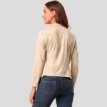 Women's Light Pink Moto Leather Suede Jacket - Image 2