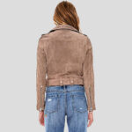 Women's Luxury Cropped Suede Leather Motorcycle Jacket - Image 2