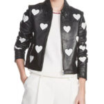 Women’s Maje Heart Motorcycle Leather Jacket