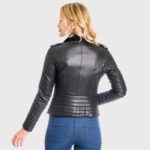 Black Women's Motorbike Biker Leather Jacket - Image 2