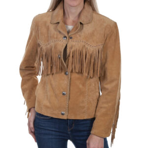 Women's Old Rust Suede Snap Fringe Jacket