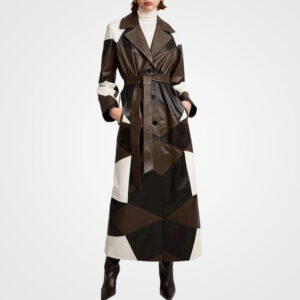 Women's Three-Tone Patchwork Leather Overcoat