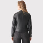 Women's Seamless Black Biker Leather Jacket - Image 3