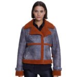 Women's Sheepskin Fashion Jacket with Orange Curly Fur - Image 3