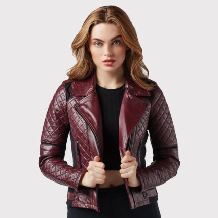 Women's Sleek Maroon Rider Lambskin Leather Jacket