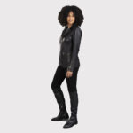 Women's Slim Fit Black Leather Jacket in Blazer Style - Image 2