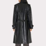 Statement Black Women's Leather Trench Coat - Longline Elegance - Image 2
