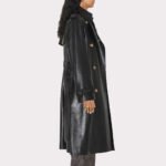Statement Black Women's Leather Trench Coat - Longline Elegance - Image 3