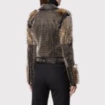 Women's Studded Leather Biker Jacket - Edgy Fashion - Image 2