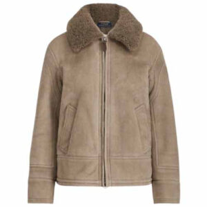 Women?s Suede Leather Shearling Bomber Jacket