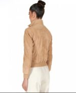 Women's Tan Brown Trucker Suede Leather Jacket - Image 2