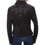 Women's Vintage Black Suede Fringe Jacket - Image 2