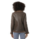 Women's Vintage Sheepskin Bomber Jacket with Cashmere Fur - Image 3