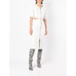 Women's White Leather Dress with Cutout Details