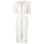 Women's White Leather Dress with Cutout Details - Image 3