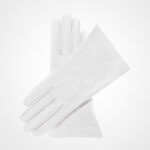 Women's White Italian Leather Gloves